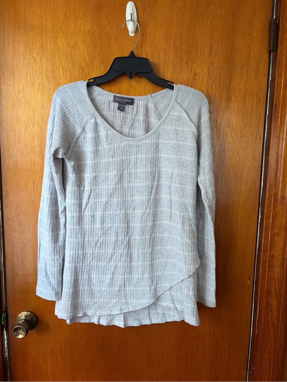 A Pea in the Pod Gray Scoop Neck Long Sleeve Maternity Top
